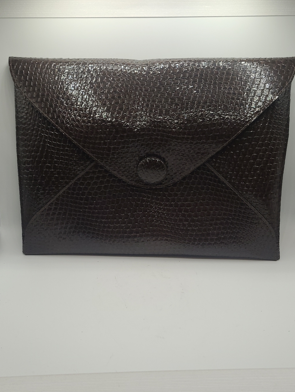 Dark Brown Textured Envelope Clutch Wristlet